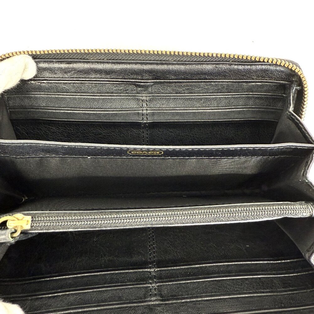 Coach Madison Gathered Leather Accordion Zip Around Wallet Black - Picture 9 of 9